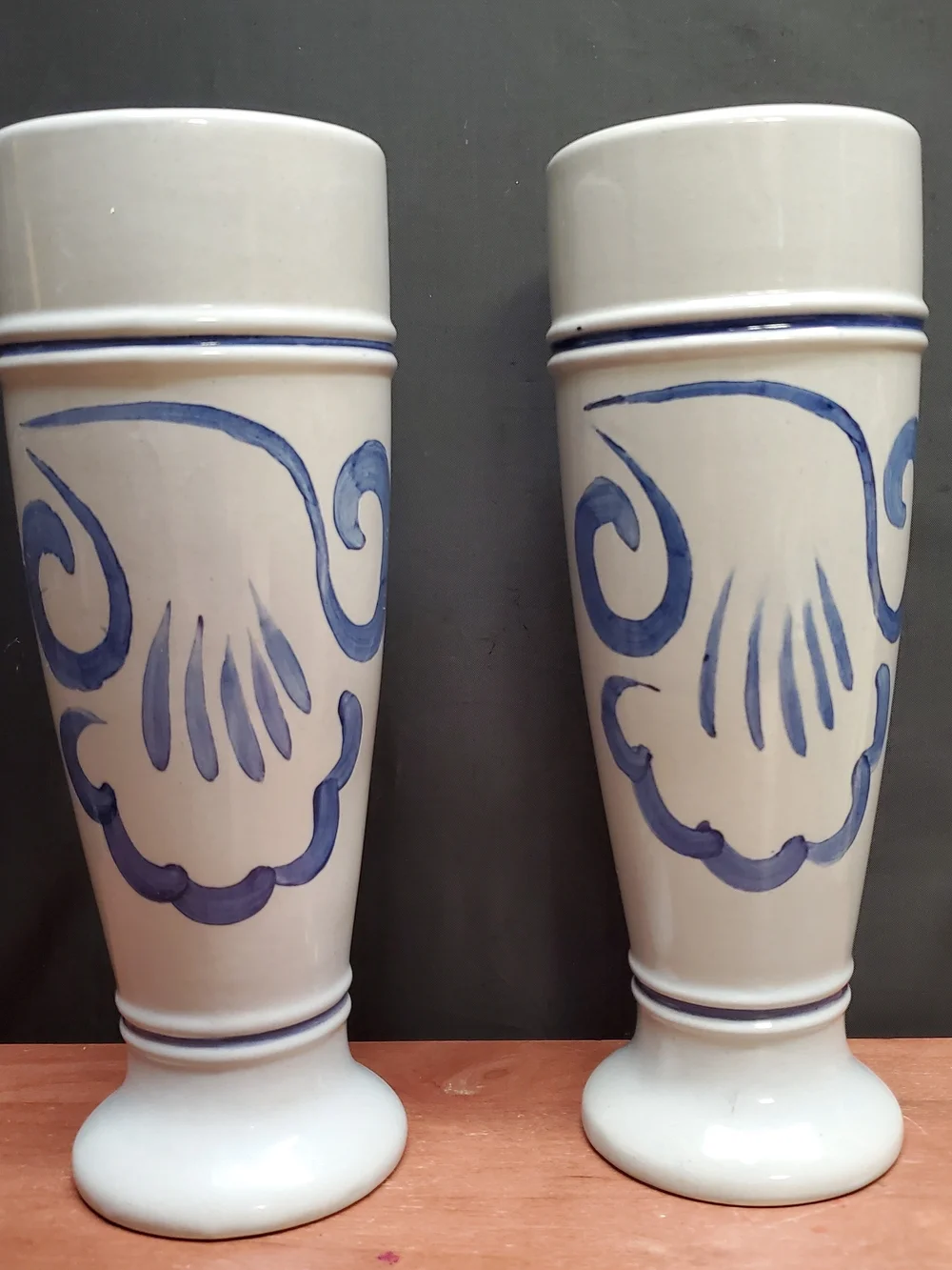 Gerz Stoneware Beer Steins - Blue & Multicolor Crest